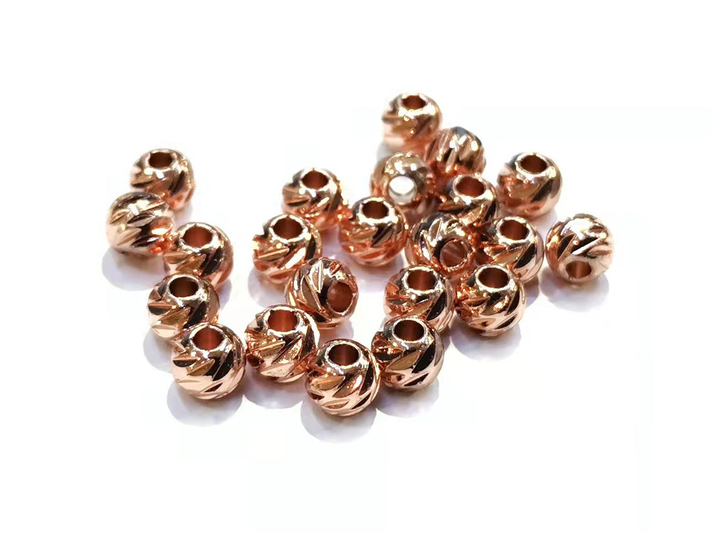Brass beads, 5.5mm, faceted cut round, 24 pcs | 銅珠, 5.5mm實心切面銅珠, 24個