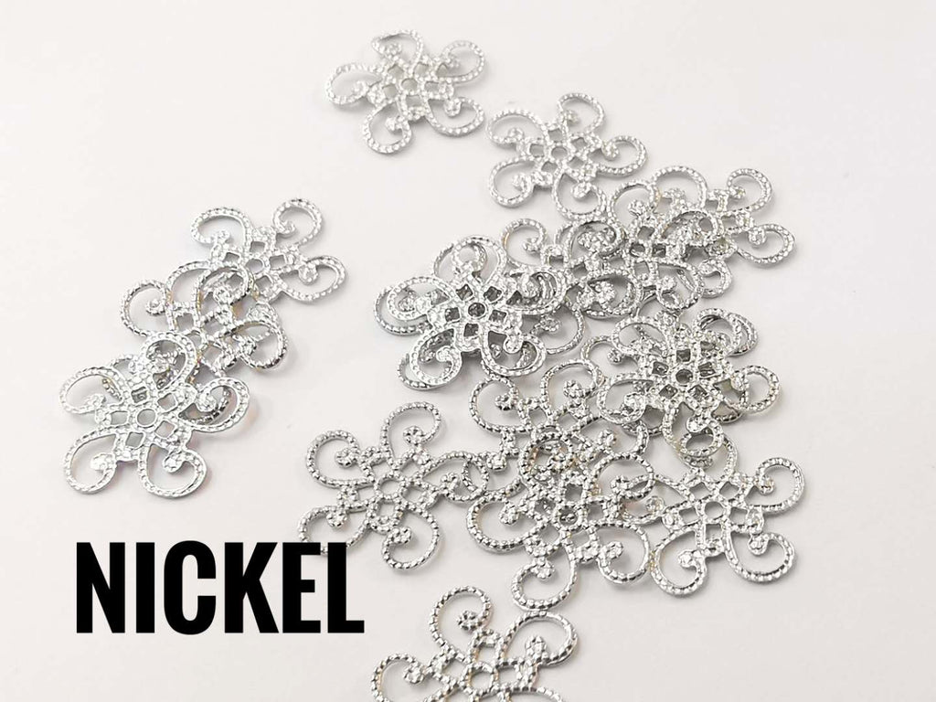 Brass Charm, 5-petal flowers, 13.5mm, 24 pcs | 圓銅片, 花形, 13.5m, 24個