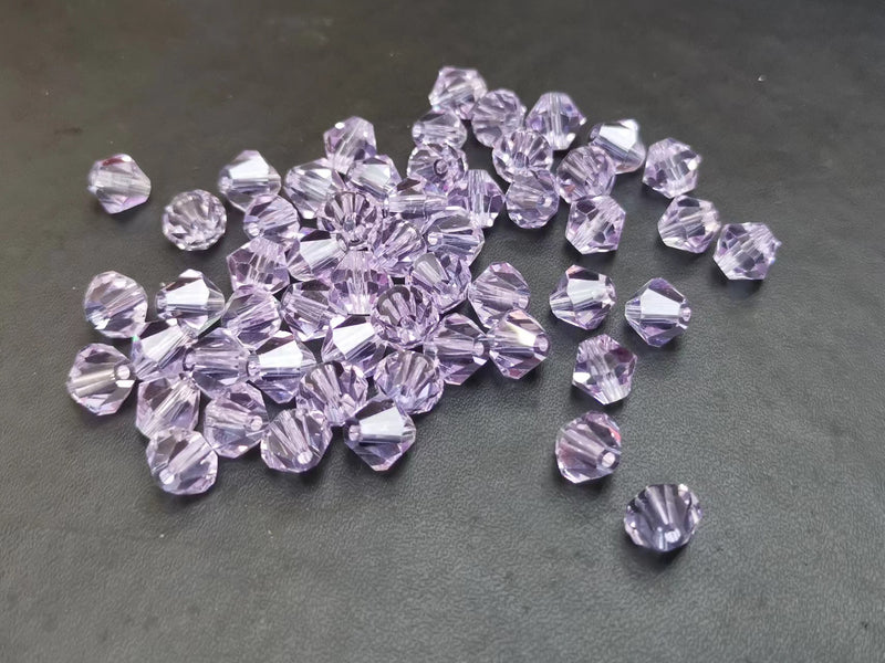 雙尖水晶玻璃, 8mm, 薰衣草, 36粒