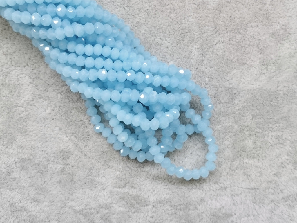 3x4mm faceted rondelle glass beads, Translucent Aquamarine (#577) - amakeit bead 天富