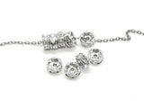 Spacer, Rondelle, 7mm Nickel, Clear Rhinestone, 12 Pieces  | 閃石隔珠, 7mm叻色, 透明水鑽, 12個