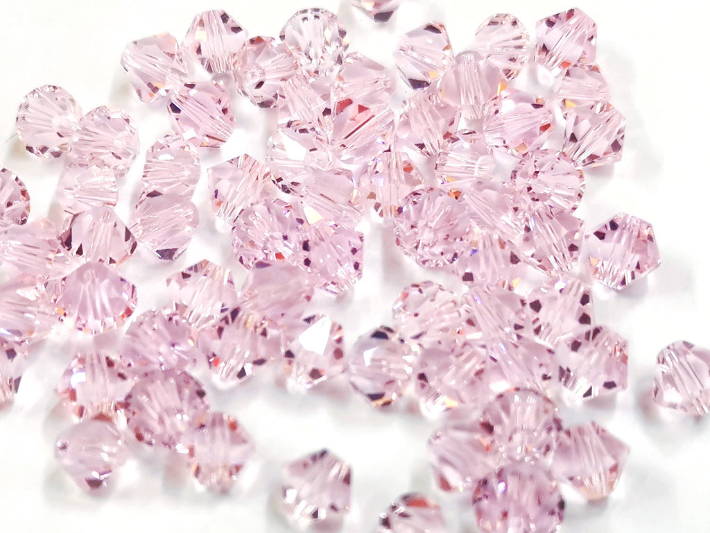 Bicone Glass Bead, 8mm, pink, 36pcs | 雙尖水晶玻璃, 8mm, 粉紅, 36粒
