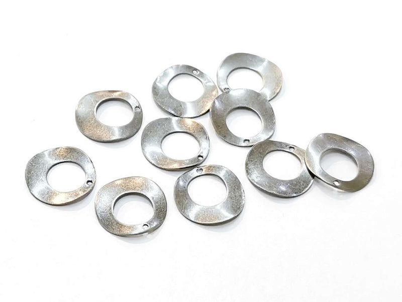 圓形彎曲銅片, 13.5mm, 單孔, 12個