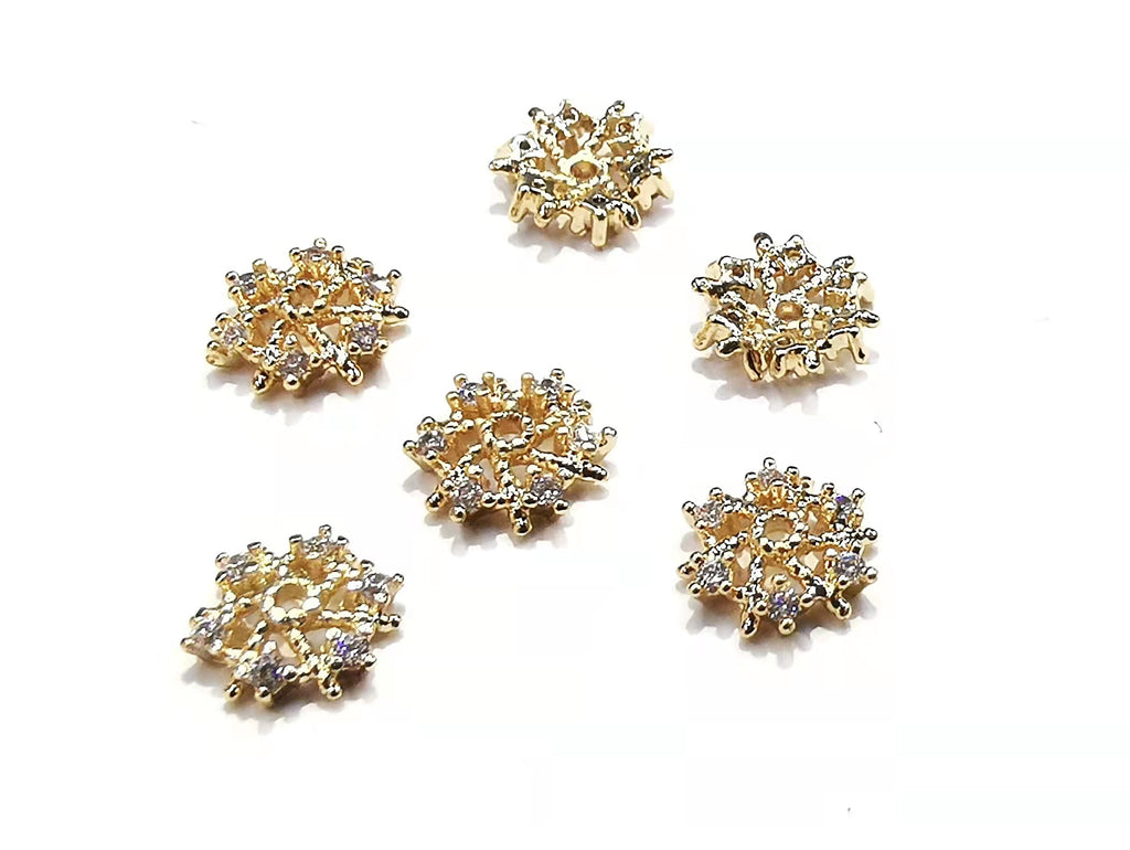 Brass Cap, Cubic Zirconia, 8mm, 2 pcs |  銅珠蓋, 鋯石, 8mm, 2個