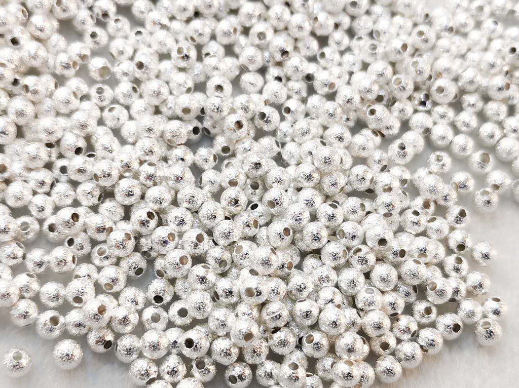 Stardust Bead, Sanded Bead, Round, 4mm, 72 Pieces | 噴沙銅珠, 4mm, 72個