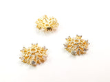 Brass Cap, Cubic Zirconia, 10.5mm, 2 pcs |  銅珠蓋, 鋯石, 10.5mm, 2個