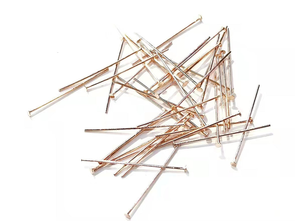 Head Pins, 30/40mm Rose Gold color, Brass, 24 pcs | T字針, 30/40mm, 銅, 玫瑰金色, 24個