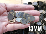 Clearance, Brass sequins, 13mm, 2 holes, 50 pcs | 特價, 圓銅片, 13mm, 雙孔, 50個