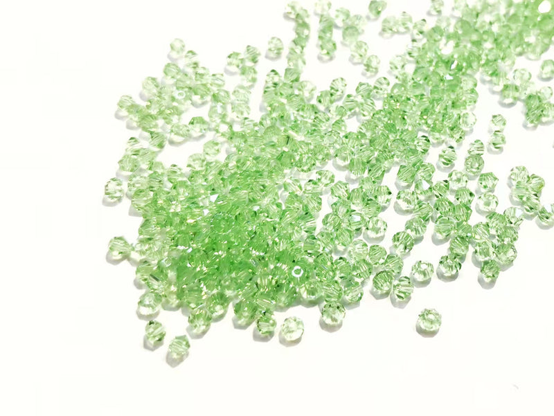 雙尖水晶玻璃, 3mm, 淺綠, 144粒