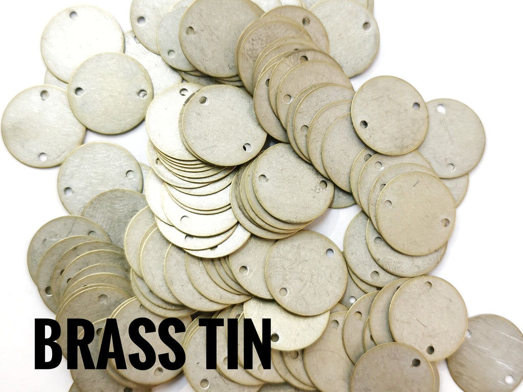 Clearance, Brass sequins, 13mm, 2 holes, 50 pcs | 特價, 圓銅片, 13mm, 雙孔, 50個