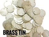 Clearance, Brass sequins, 13mm, 2 holes, 50 pcs | 特價, 圓銅片, 13mm, 雙孔, 50個