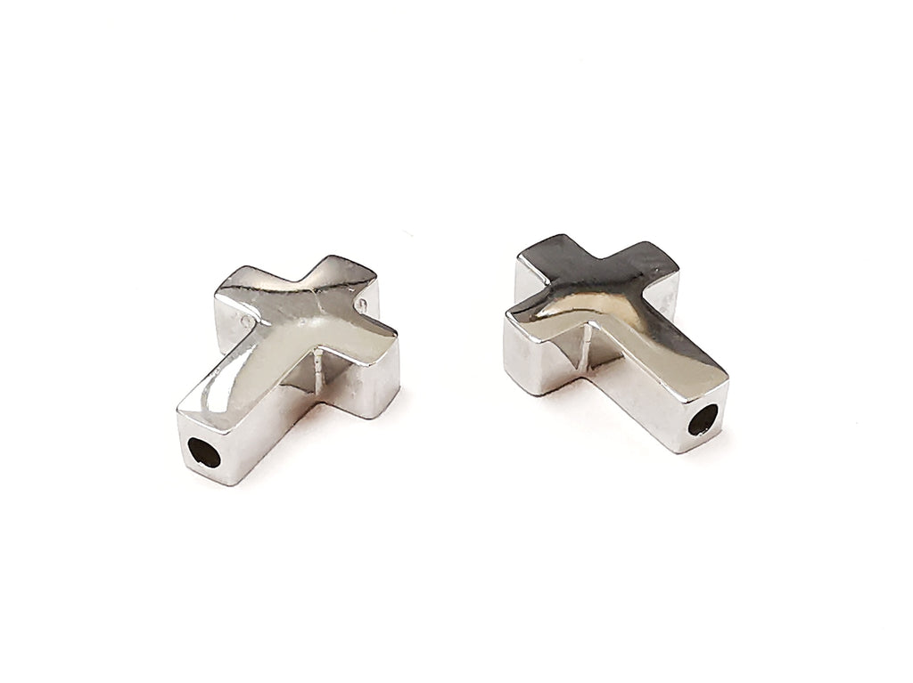 Stainless Steel, Cross, 8.5x12mm, 2 Pieces | 不鏽鋼珠, 十字架 8.5x12mm, 2個