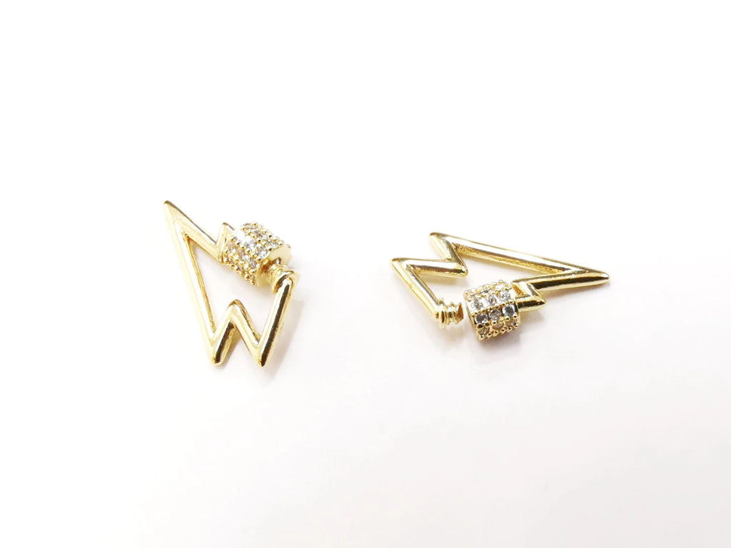 Clasp, screw lock, brass, Cubic Zirconia  | 銅扣, 螺絲扣, 方晶鋯石