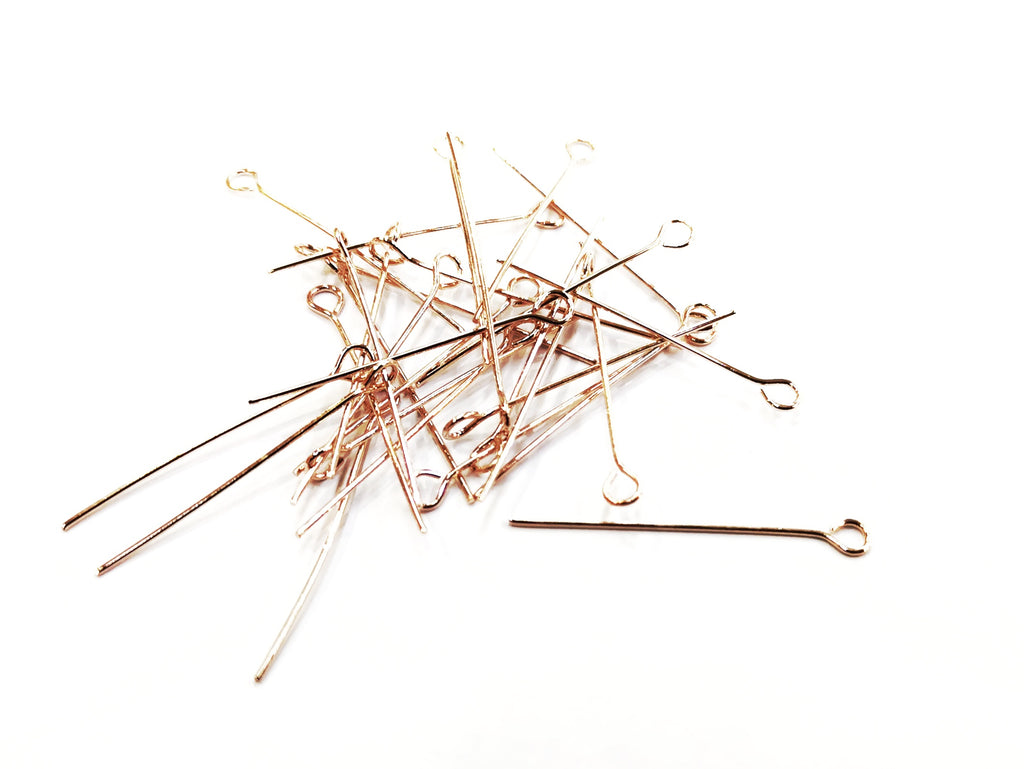 Eye Pins, 30mm Rose Gold color, Brass, 24 pcs | 9字針, 30mm, 銅, 玫瑰金色, 24個