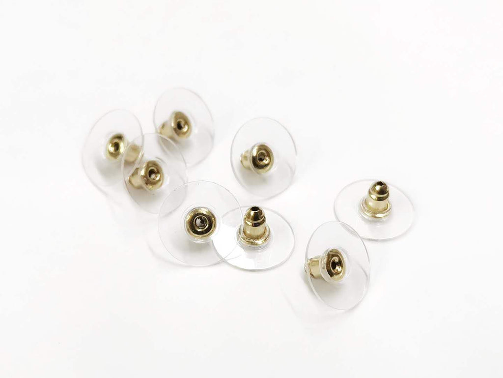 Earnut stainless steel earring back stopper, 12mm, 4 Pairs | 不鏽鋼耳塞, 帶膠片, 12mm, 4對