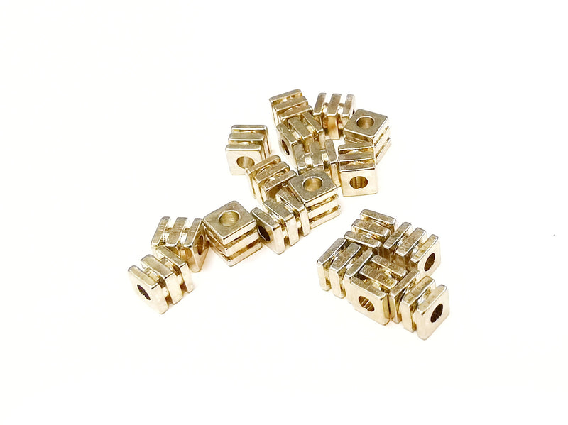 隔珠, 銅珠, 3mm/4mm/5mm, 方形批花珠