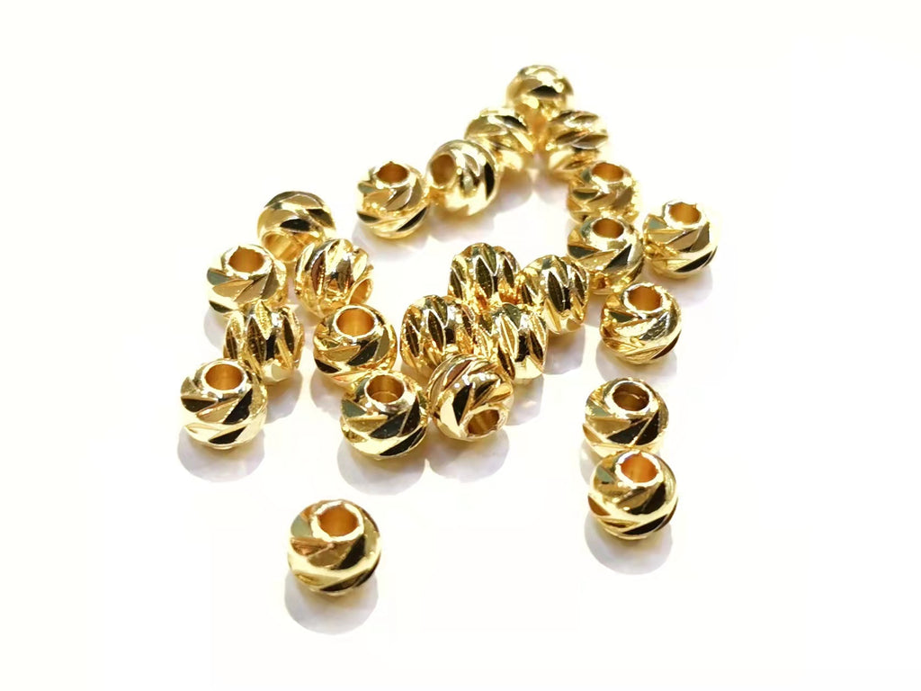 Brass beads, 5.5mm, faceted cut round, 24 pcs | 銅珠, 5.5mm實心切面銅珠, 24個