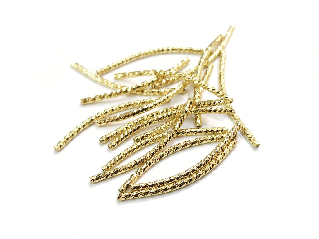 Curved Bugle, Brass, Mutli-cut, 1.5x30mm | 銅彎管, 1.5x30mm批花款
