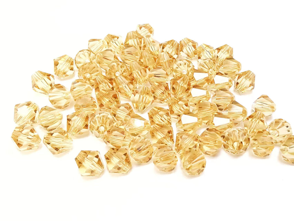 Bicone Glass Bead, 8mm, PaleGoldenrod, 36pcs | 雙尖水晶玻璃, 8mm, 金香檳, 36粒