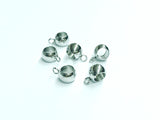 Bail, Stainless Steel, 8x11mm, 5.5mm hole, 4 Pieces | 不鏽鋼珠帶吊圈,8x11mm, 5.5mm孔,4個