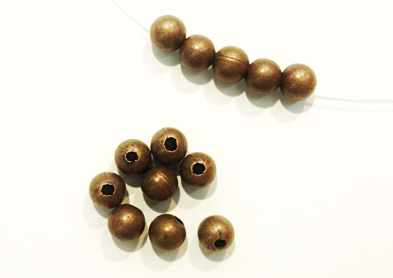 Brass Bead, 5mm Round, 24 Pieces Per Pack - amakeit bead 天富