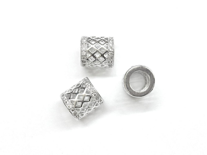 方晶鋯石銅珠, 8x8mm, 管珠, 1個
