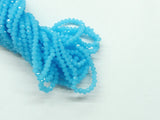 Glass beads, 3x3.5mm faceted rondelle, Translucent SkyBlue (#55) | 玻璃珠, 3x3.5mm, 切面扁珠, 果凍天藍 (#55)