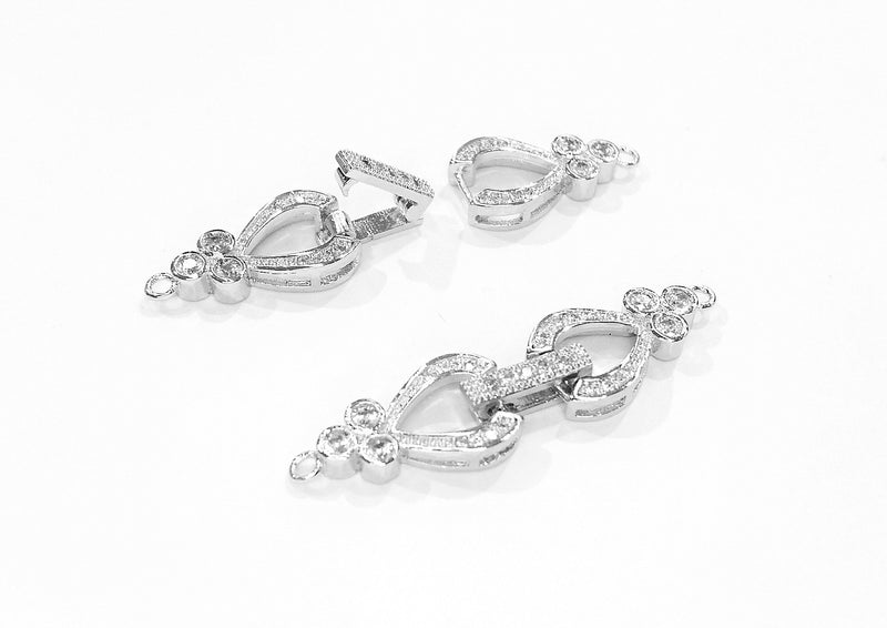 Snap Clasp, 10x41mm, Clear Cubic Zirconia, Price Per Piece - amakeit bead 天富