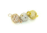 Rhinestone Magnetic Clasp, 8mm Ball, Clear Cubic Zirconia, Price Per Piece - amakeit bead 天富