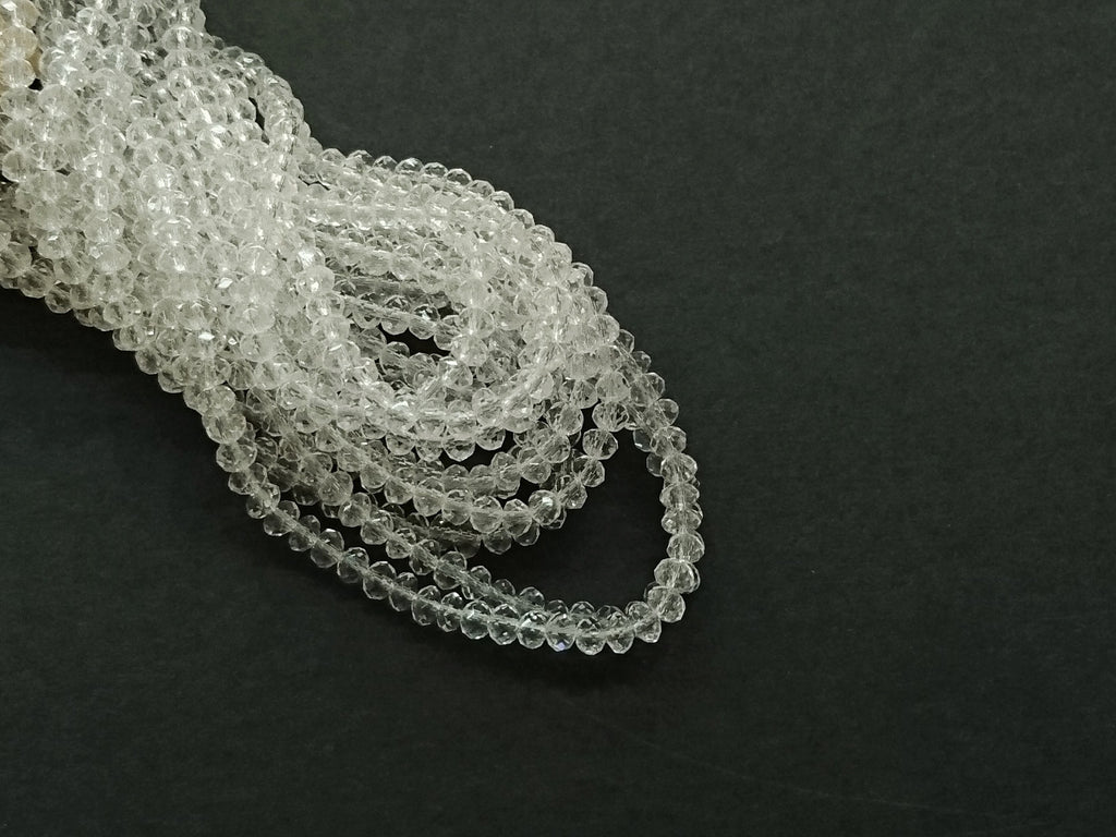 3x3.5mm faceted rondelle glass beads, Transparent Clear (#01) - amakeit bead 天富
