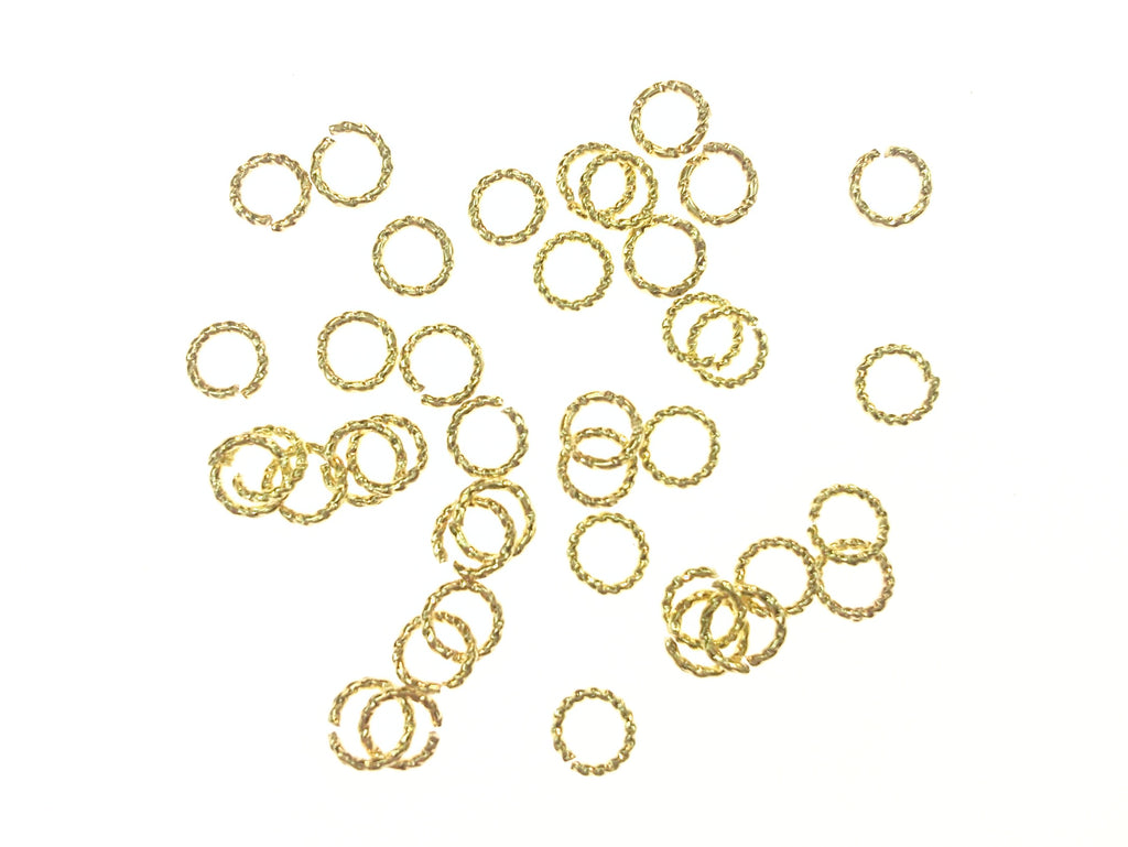 Jump Rings, Brass, Twisted Open Jump Rings, 5mm, 24 Pieces | 銅開口圈, 扭紋, 5mm, 24個