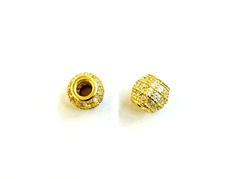 Bead, Sterling Silver, Cubic Zirconia, 4.7x5.4mm  | 925銀閃石珠, 4.7x5.4mm