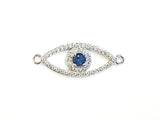 Connector, Brass, Cubic Zirconia, 10x26.5mm, Evil Eye, 1 Pc | 銅連接配件, 方晶鋯石, 10x26.5mm, 土耳其之眼, 1個