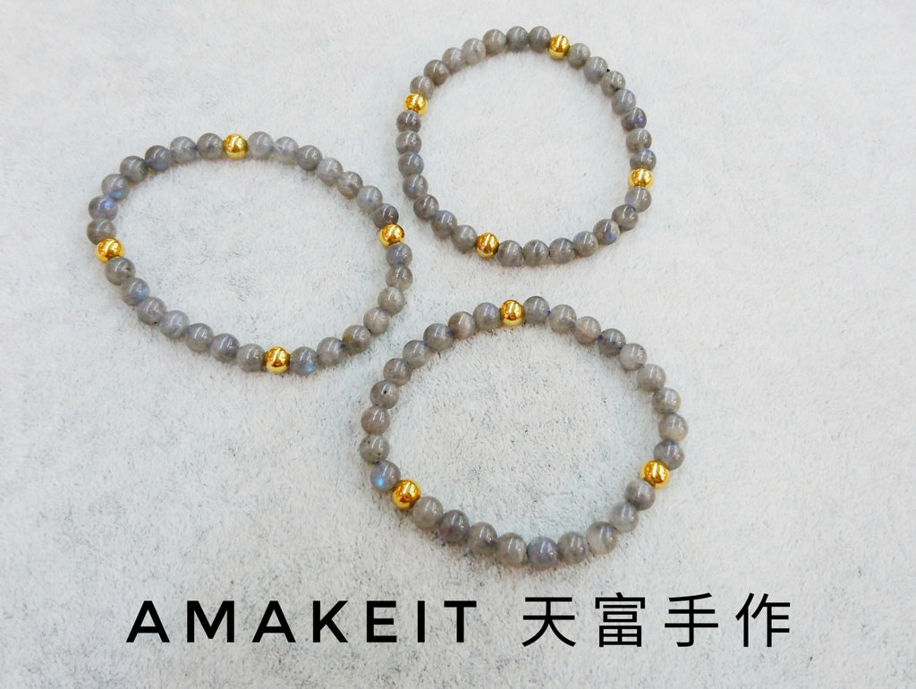 訂製手鏈, 拉長石, 單圈, 天然水晶
