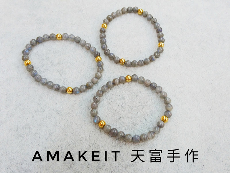 訂製手鏈, 拉長石, 單圈, 天然水晶