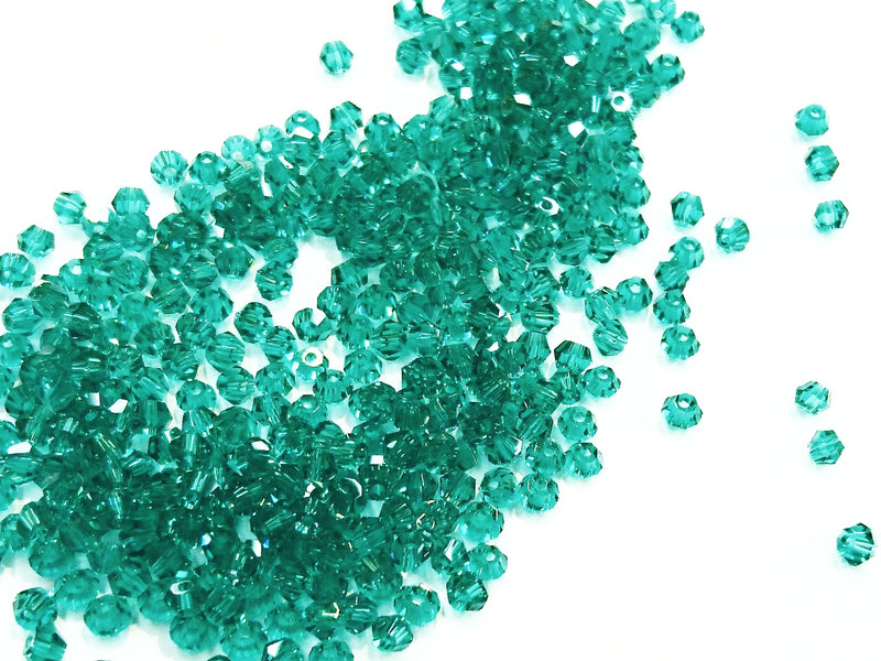 雙尖水晶玻璃, 3mm, 孔綠, 144粒