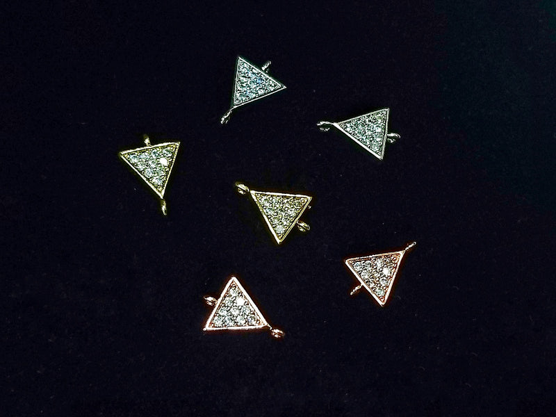 銅連接配件, 方晶鋯石, 8x11mm, 三角形, 1個