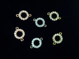 Connector, Brass, Cubic Zirconia, 9mm Round, 1 Pc | 銅連接配件, 方晶鋯石, 9mm圓, 1個
