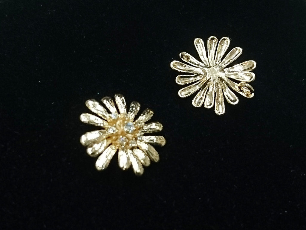 Connector, Brass, Cubic Zirconia, 18mm, Chrysanthemum, 1 Pc | 銅連接配件, 方晶鋯石, 18mm, 菊花, 1個