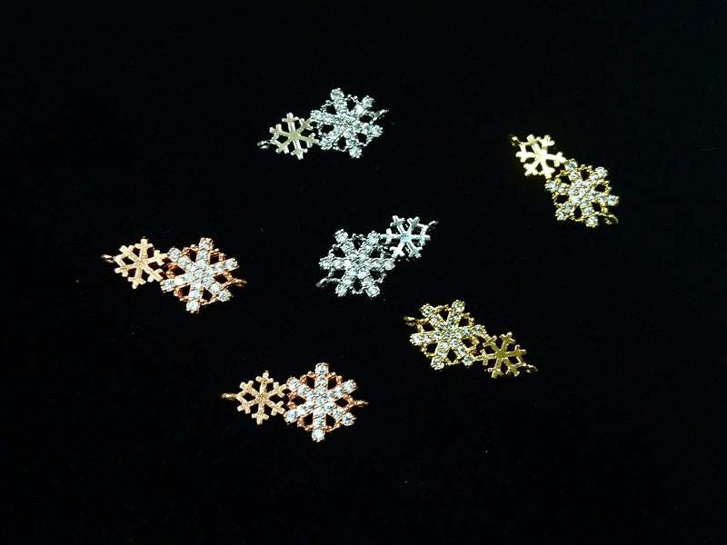 銅連接配件, 方晶鋯石, 9x17mm, 雪花, 1個