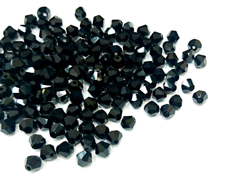 雙尖水晶玻璃, 5mm, 實黑, 72粒