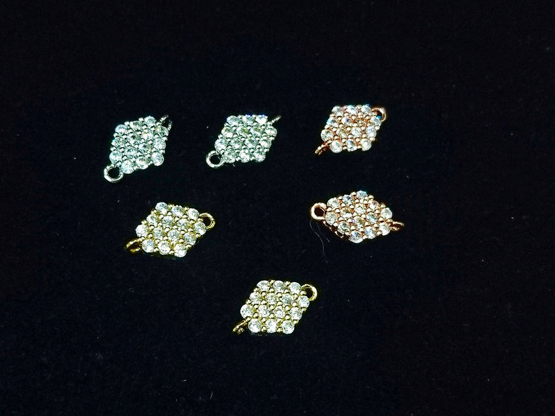 銅連接配件, 方晶鋯石, 8x13mm, 1個