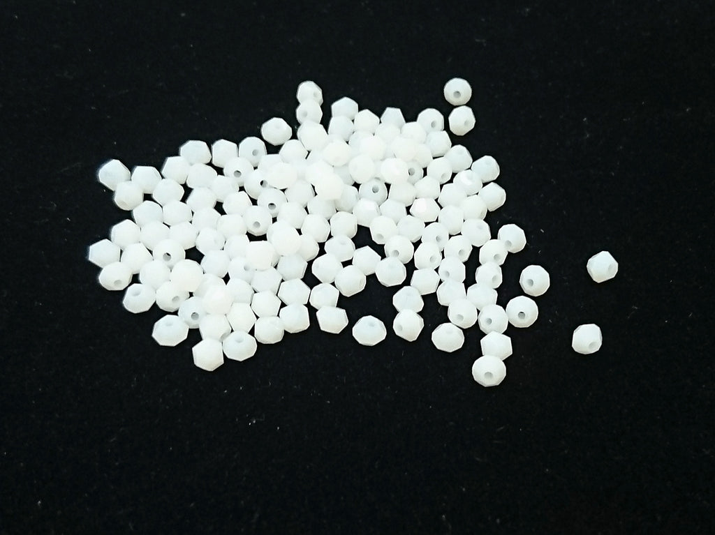 Bicone Glass Bead, 6mm, white, 72 Pcs | 雙尖水晶玻璃, 6mm, 實白色, 72粒