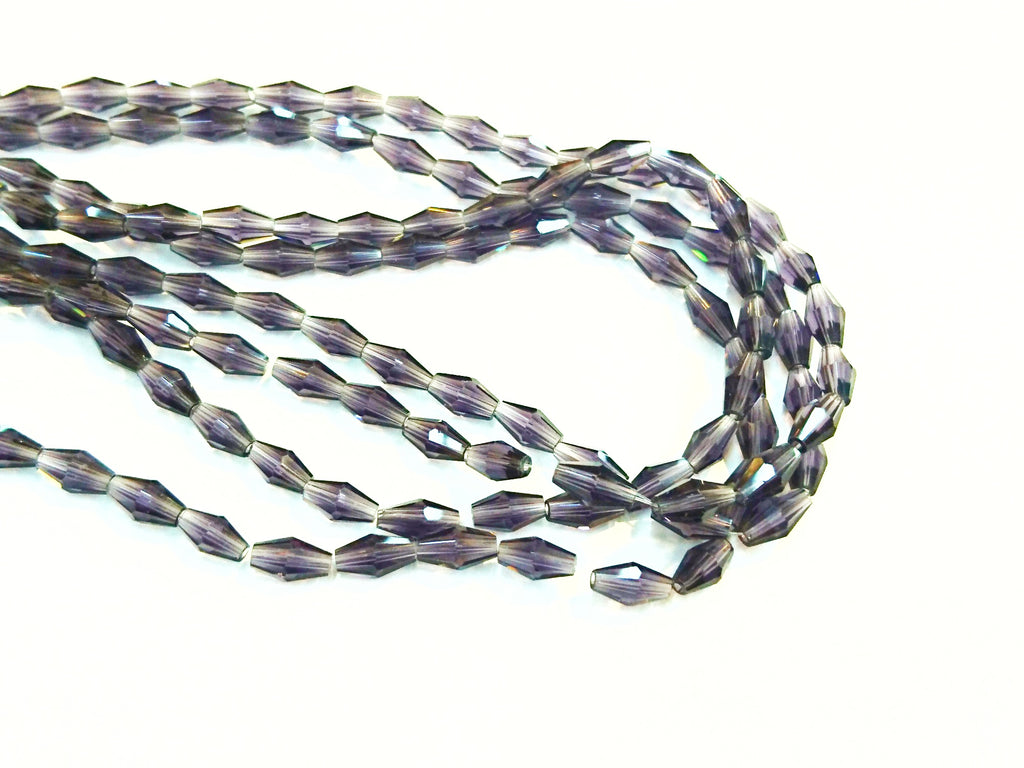 Bead, Glass, 4x8mm, Long Bicone | 玻璃珠 4x8mm 長角珠