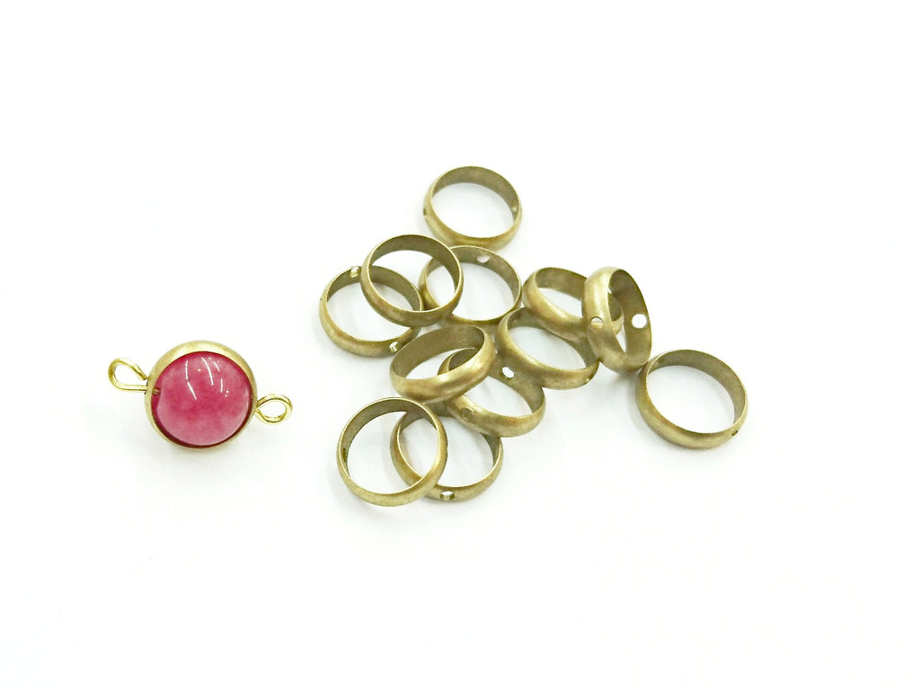 Brass Bead, Round Bead Frame, 8mm/10mm, 6 pcs | 雙孔銅圈, 8mm/10mm, 6個