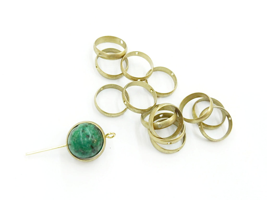 Brass Bead, Round Bead Frame, 8mm/10mm, 6 pcs | 雙孔銅圈, 8mm/10mm, 6個