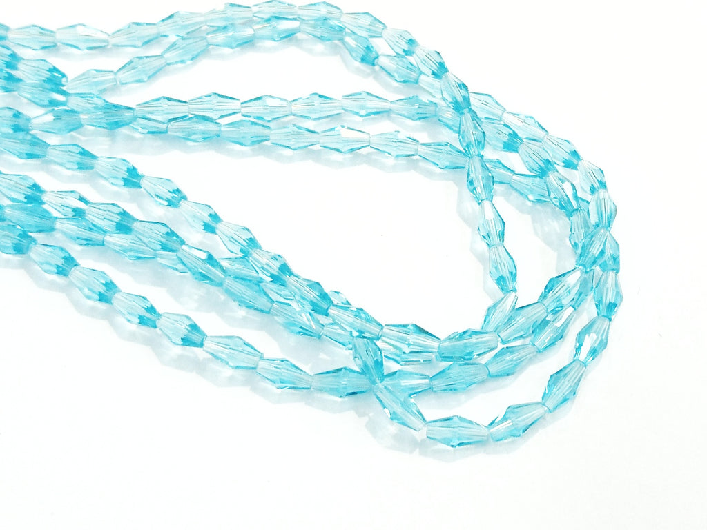 Bead, Glass, 4x8mm, Long Bicone | 玻璃珠 4x8mm 長角珠