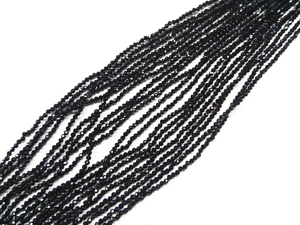 Gemstone beads, faceted round, black spinel | 天然水晶, 圓形切面, 黑尖晶