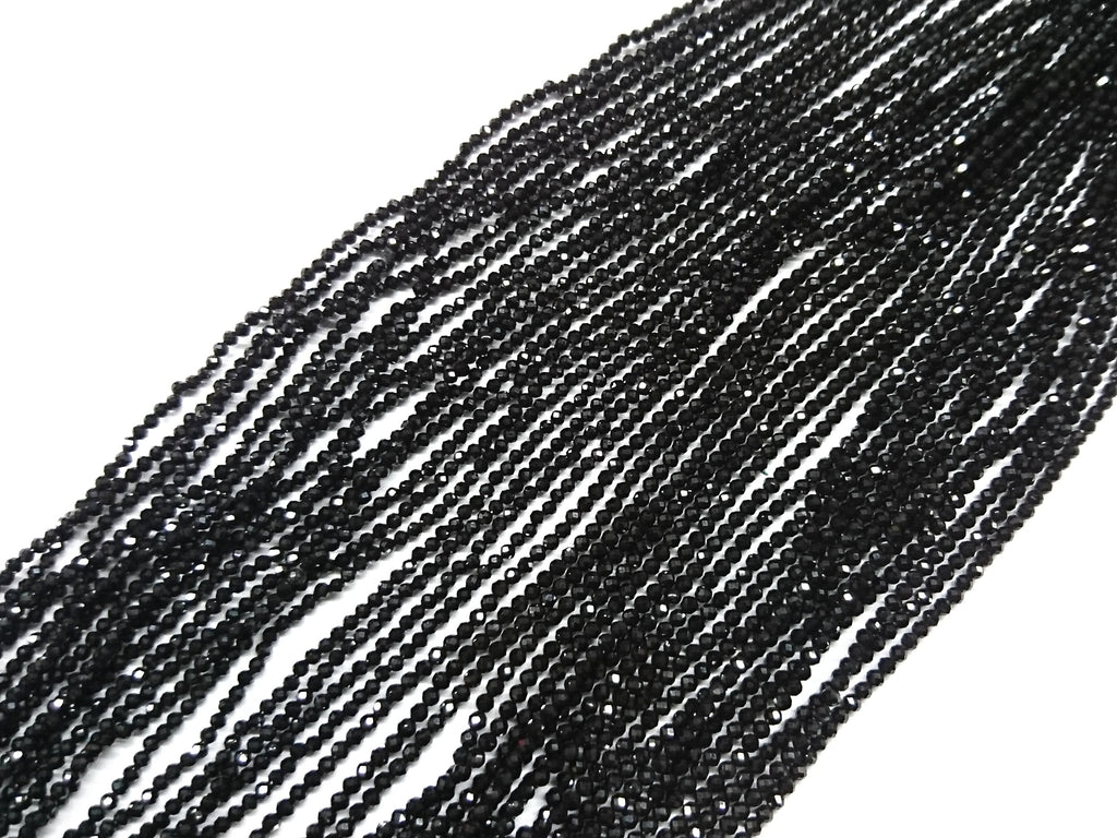 Gemstone beads, faceted round, black spinel | 天然水晶, 圓形切面, 黑尖晶