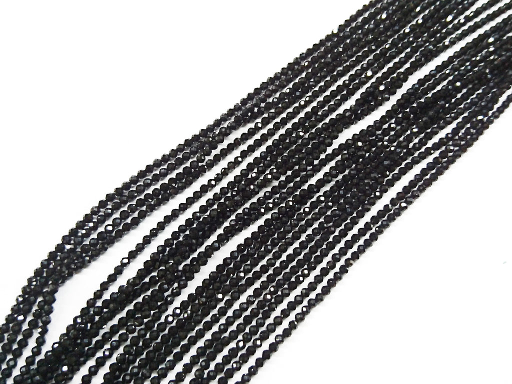 Gemstone beads, faceted round, black spinel | 天然水晶, 圓形切面, 黑尖晶
